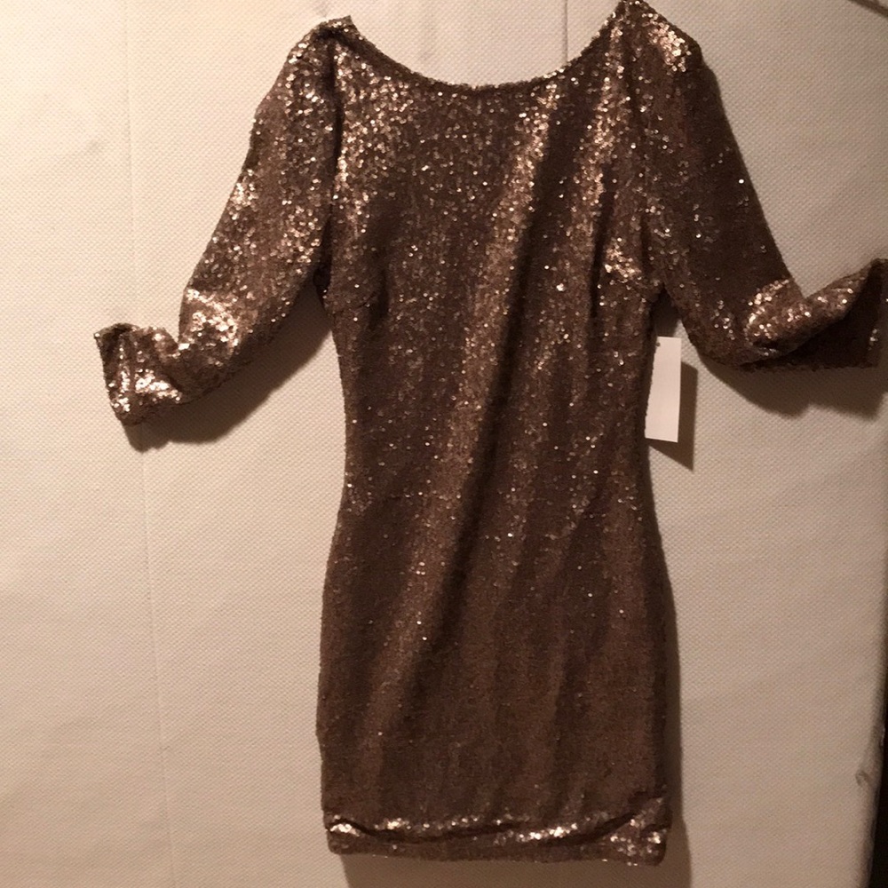 Gold sequin dress, open back